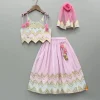 Discount Lavender Embroidered Tie up Strap Top And Lehenga With Dupatta Ethnic Wear | Lehengas & Ghagras