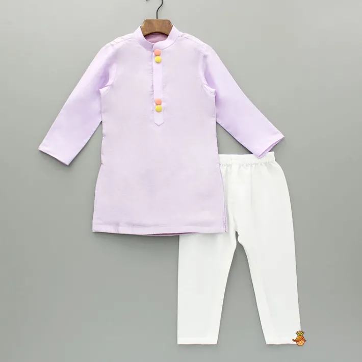 Clearance Lavender Kurta With Embroidered Front Open Jacket And Pyjama BOY Twinning Sets | Indian Ethnic Wear