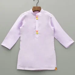 Clearance Lavender Kurta With Embroidered Front Open Jacket And Pyjama BOY Twinning Sets | Indian Ethnic Wear