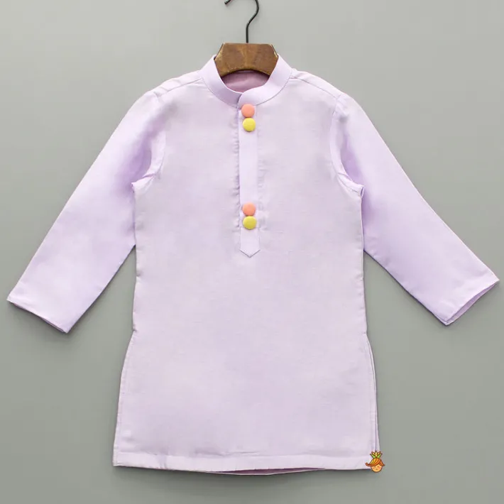Clearance Lavender Kurta With Embroidered Front Open Jacket And Pyjama BOY Twinning Sets | Indian Ethnic Wear