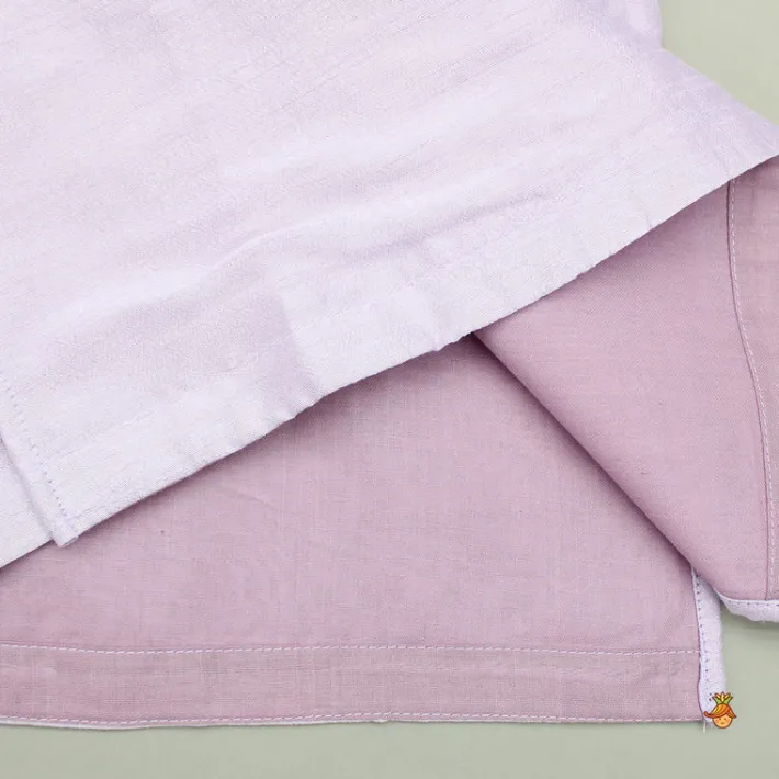 Clearance Lavender Kurta With Embroidered Front Open Jacket And Pyjama BOY Twinning Sets | Indian Ethnic Wear