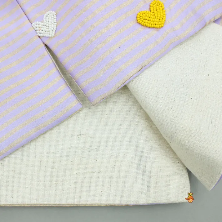 Hot Lavender Kurta With Embroidered Jacket And Pyjama BOY Indian Ethnic Wear | Ethnic Sets