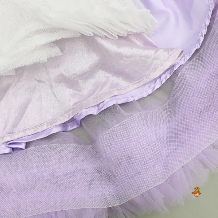 New Lavender One Shoulder Embellished Dress With Detachable Trial And Bow With Matching Swirled Bowie Headband Dresses & Sets | Dresses