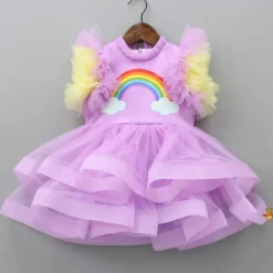 Best Lavender Rainbow Dress With Matching Sling Bag Dresses & Sets | Dresses