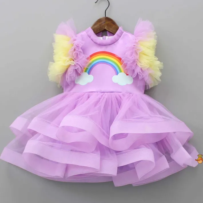 Best Lavender Rainbow Dress With Matching Sling Bag Dresses & Sets | Dresses
