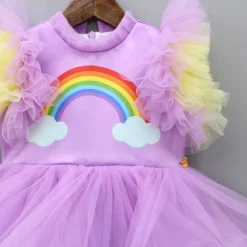 Best Lavender Rainbow Dress With Matching Sling Bag Dresses & Sets | Dresses