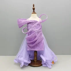 Online Lavender Sequins Embellished Strappy Dress With Stiff Belt And Detachable Trail Dresses & Sets | Dresses