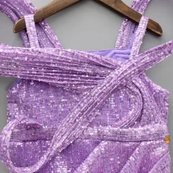Online Lavender Sequins Embellished Strappy Dress With Stiff Belt And Detachable Trail Dresses & Sets | Dresses