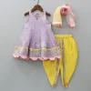 Fashion Lavender Thread Embroidered Kurti And Tulip Dhoti With Dupatta Ethnic Wear | Dhotis & Patialas