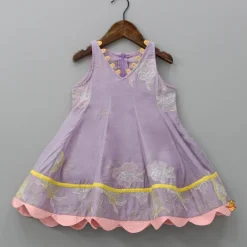 Fashion Lavender Thread Embroidered Kurti And Tulip Dhoti With Dupatta Ethnic Wear | Dhotis & Patialas