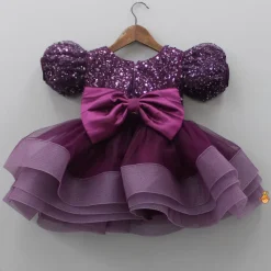 Hot Layered Wine Dress And Detachable Bow With Swirled Headband Dresses & Sets | Dresses