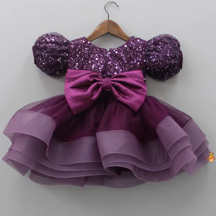 Hot Layered Wine Dress And Detachable Bow With Swirled Headband Dresses & Sets | Dresses