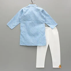 Best Leheriya Printed Mandarin Collar Kurta With White Pyjama BOY Indian Ethnic Wear | Ethnic Sets
