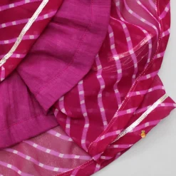 Hot Leheriya Printed Pink Tie Up Straps Kurti And Flared Palazzo Ethnic Wear | Palazzos & Shararas