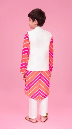 Best Leheriya Printed Stylish Kurta And Jacket With Pyjama BOY Indian Ethnic Wear | Ethnic Sets