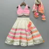 Outlet Leheriya Printed Top And Faux Mirror Work Lehenga With Matching Dupatta Ethnic Wear | Lehengas & Ghagras