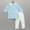 Outlet Light Blue Floral Printed Kurta And Pyjama BOY Indian Ethnic Wear | Ethnic Sets