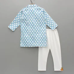 Outlet Light Blue Floral Printed Kurta And Pyjama BOY Indian Ethnic Wear | Ethnic Sets