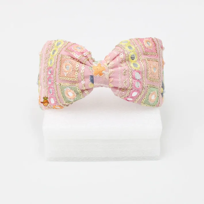 New Light Pink Intricate Embroidered Hair Band Hair Accessories | Hair Bands