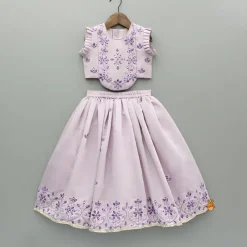 Online Lilac Embroidered And Mirror Work Top And Lehenga Ethnic Wear | Lehengas & Ghagras