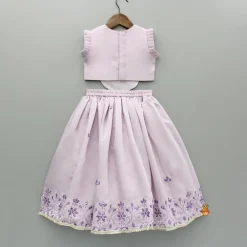 Online Lilac Embroidered And Mirror Work Top And Lehenga Ethnic Wear | Lehengas & Ghagras