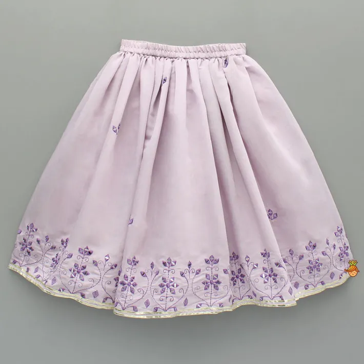 Online Lilac Embroidered And Mirror Work Top And Lehenga Ethnic Wear | Lehengas & Ghagras