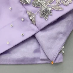Discount Lilac Embroidered Crop Top And Net Layered Lehenga Ethnic Wear | Lehengas & Ghagras