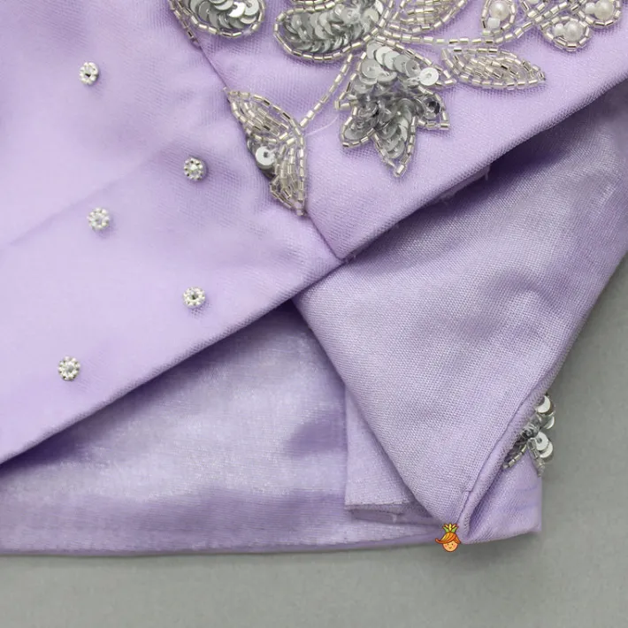 Discount Lilac Embroidered Crop Top And Net Layered Lehenga Ethnic Wear | Lehengas & Ghagras