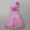 Hot Lilac Pleated Rose Drape Top And Floral Embroidered Lehenga Ethnic Wear | Lehengas & Ghagras