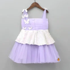 Hot Lilac Sequin Butterfly Embellished Dress With Hairclip Dresses & Sets | Dresses