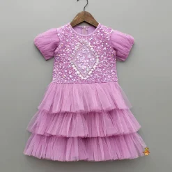 Hot Lilac Sequin Embellished Layered Dress Dresses & Sets | Dresses