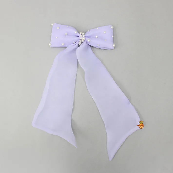 Outlet Long Tail Lavender Bow Hair Clip Hair Accessories | Hair Clips