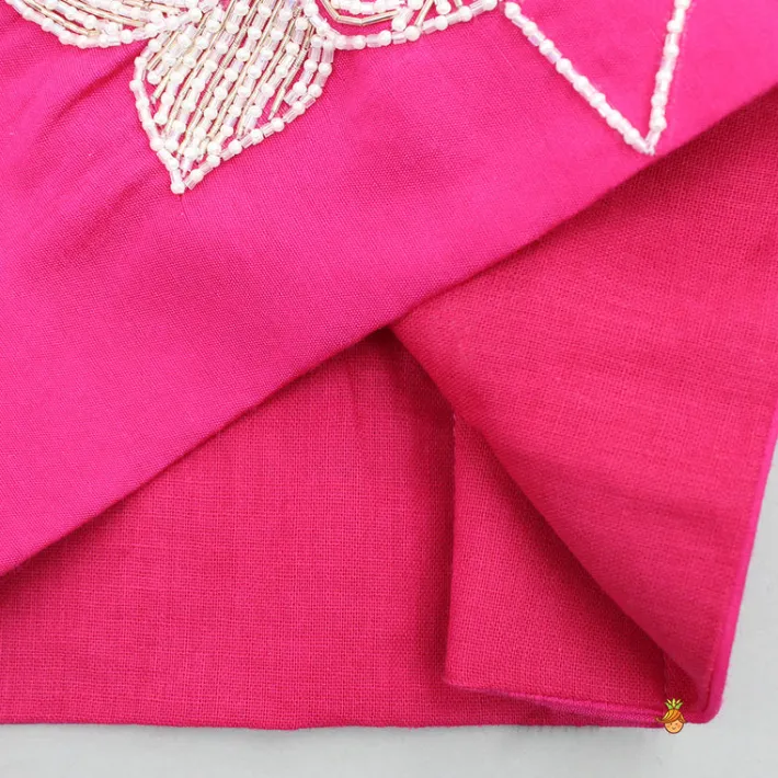 Hot Lotus Embroidered Pink Top With Lehenga Twinning Sets | Ethnic Wear