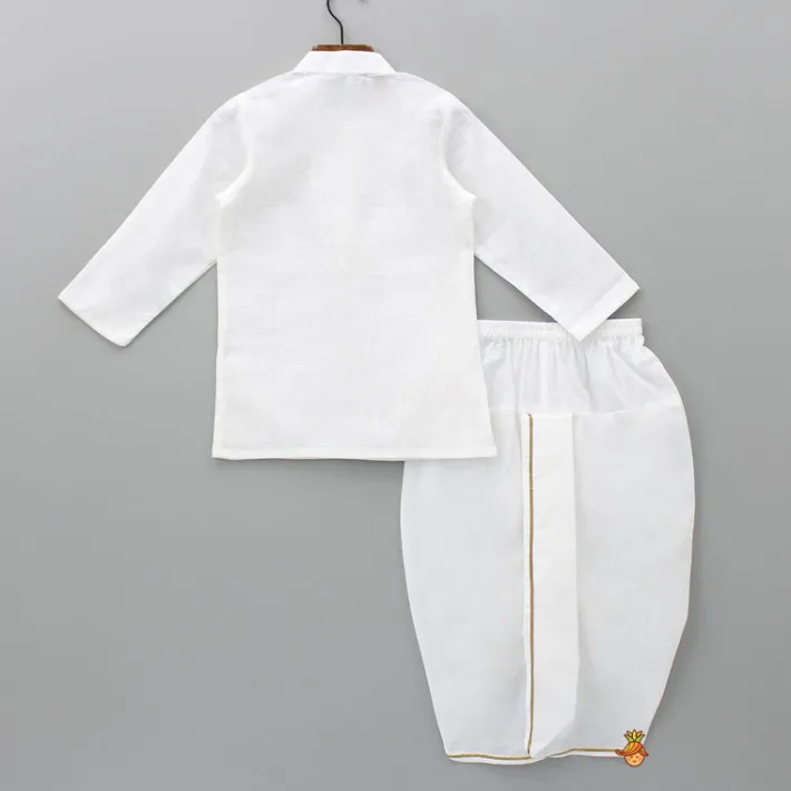 Hot Lotus Patch Embroidered Kurta And Dhoti BOY Indian Ethnic Wear | Ethnic Sets