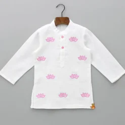 Hot Lotus Patch Embroidered Kurta And Dhoti BOY Indian Ethnic Wear | Ethnic Sets