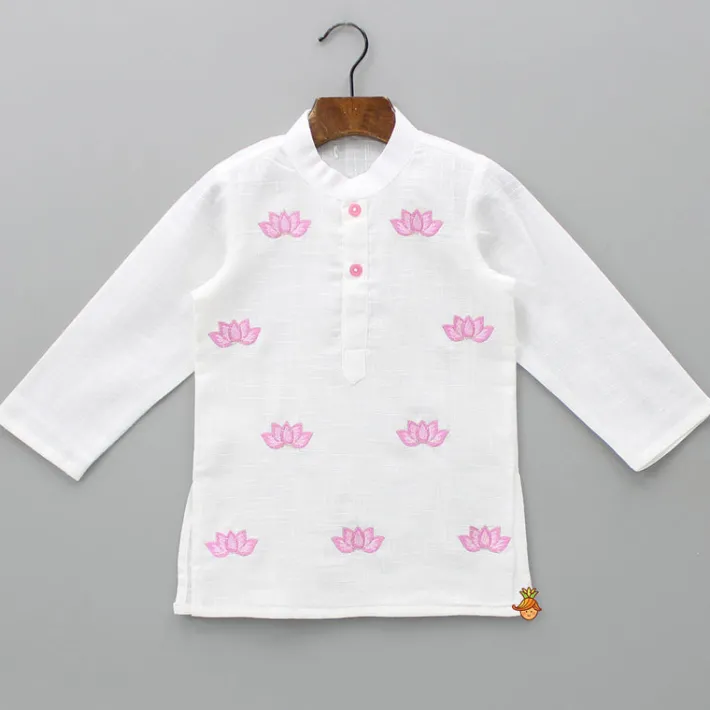 Hot Lotus Patch Embroidered Kurta And Dhoti BOY Indian Ethnic Wear | Ethnic Sets