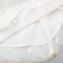Clearance Lotus Printed Kurti With Fringes Detail Polka Dots Off White Tie Up Jacket And Pant Ethnic Wear | Churidars & Salwars