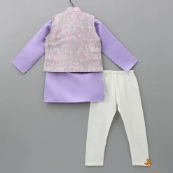 Discount Lovely Lilac Kurta With Embroidered Jacket And Pyjama BOY Indian Ethnic Wear | Ethnic Sets