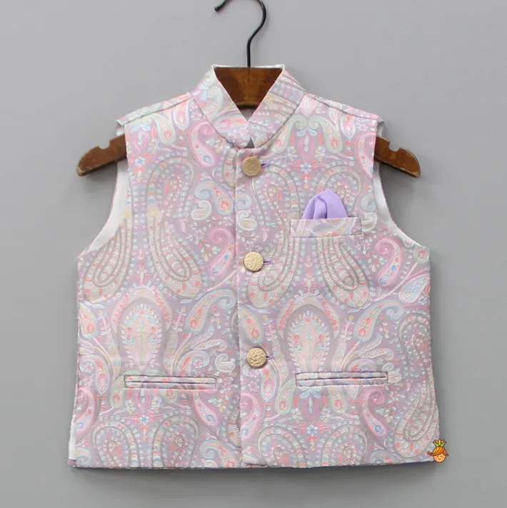 Discount Lovely Lilac Kurta With Embroidered Jacket And Pyjama BOY Indian Ethnic Wear | Ethnic Sets