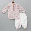 Online Lurex Striped Hand Block Floral Printed Stylish Pink Kurta And Dhoti BOY Twinning Sets | Indian Ethnic Wear