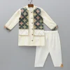 New Lurex Stripes Off White Jacket Style Kurta And Pyjama BOY Twinning Sets | Indian Ethnic Wear