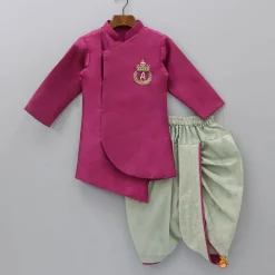Fashion Magenta Asymmetric Kurta With Dhoti BOY Indian Ethnic Wear | Ethnic Sets