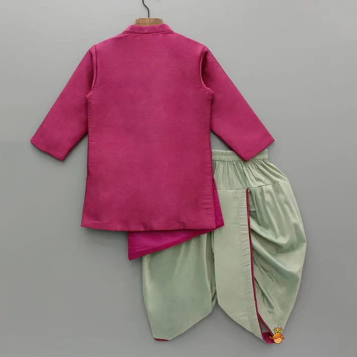 Fashion Magenta Asymmetric Kurta With Dhoti BOY Indian Ethnic Wear | Ethnic Sets