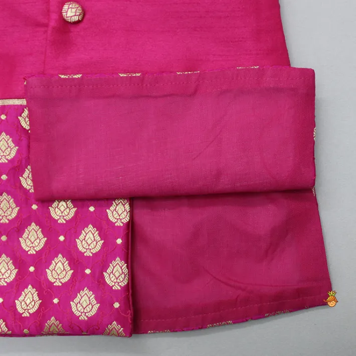 Clearance Magenta Pink Sherwani Style Kurta With Dhoti And Brocade Shawl BOY Indian Ethnic Wear | Ethnic Sets