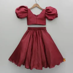 Online Maroon Embellished Top And Lehenga Ethnic Wear | Lehengas & Ghagras