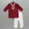 Hot Maroon Embroidered Kurta And Pyjama BOY Indian Ethnic Wear | Ethnic Sets