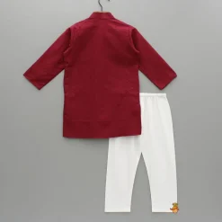 Hot Maroon Embroidered Kurta And Pyjama BOY Indian Ethnic Wear | Ethnic Sets