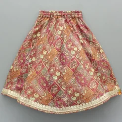 New Maroon Embroidered Top And Printed Lehenga With Matching Potli Bag Ethnic Wear | Lehengas & Ghagras