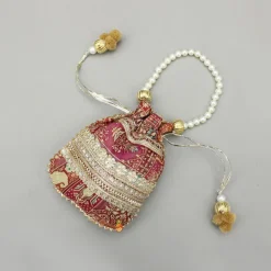 New Maroon Embroidered Top And Printed Lehenga With Matching Potli Bag Ethnic Wear | Lehengas & Ghagras