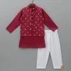 Fashion Maroon Ethnic Kurta With Floral Sequins Embroidered Jacket And Pyjama BOY Indian Ethnic Wear | Ethnic Sets